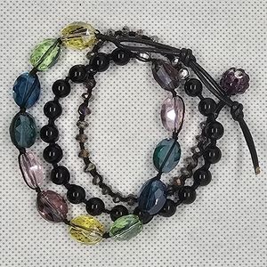 Multi Crystal & Black Onyx Wrap Bracelet